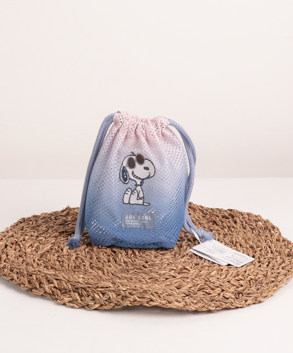 YINHWA  經典SNOOPY刺繡圖案漸層梯型軟網束口袋