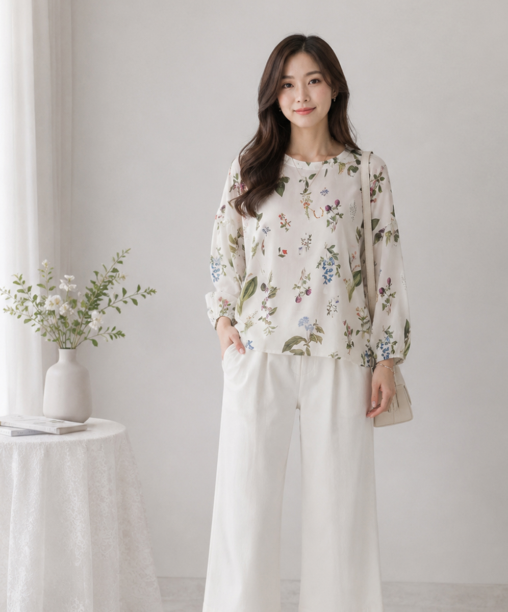 C`EST MOIJEU 清新優雅花卉印花上衣